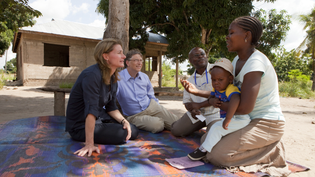Bill and Melinda Gates with Mwajua Saidi in Mapinga, Tanzania on June 28, 2011.