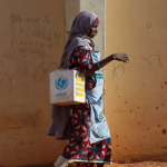 Woman delivering vaccines in Sokoto, Nigeria