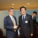 Bill Gates meets with Japanese Prime Minister Shinzo Abe during the United Nations General Assembly.